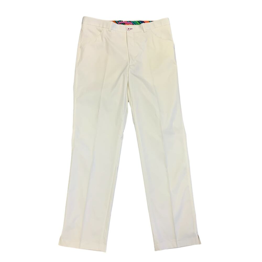 Aristo 18 Pants Mens 36 White Regular Fit Straight Leg Wicking Reno Golf Zip Fly